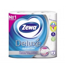 Туалетная бумага белая трехслойная Zewa Deluxe 4шт