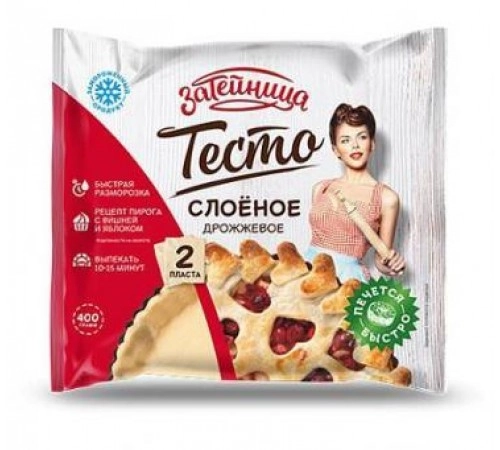 Тесто дрожжевое слоеное Затейница 400гр Тесто дрожжевое слоеное Затейница 400гр