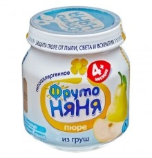 Пюре фруктовое Груша натуральная ФрутоНяня 100 гр