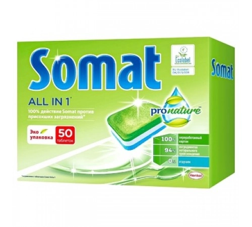 Таблетки для посудомоечной машины Pro Nature Somat 50 шт Таблетки для посудомоечной машины Pro Nature Somat 50 шт