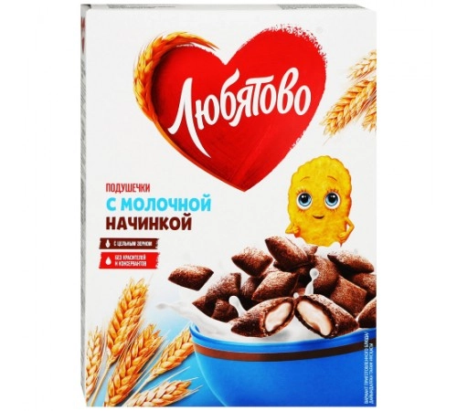 Готовый завтрак подушечки молочные Любятово 250 гр Готовый завтрак подушечки молочные Любятово 250 гр