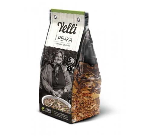 Гречка с белыми грибами Yelli 250 гр Гречка с белыми грибами Yelli 250 гр