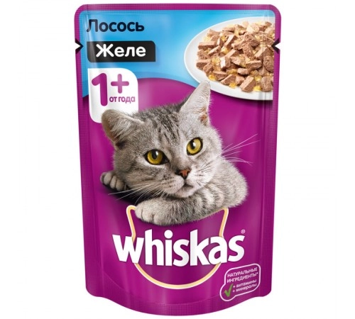 Корм для кошек Лосось желе Вискас 85гр Корм для кошек Лосось желе Вискас 85гр