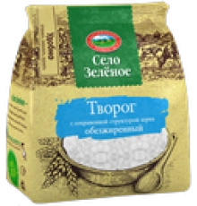 Творог обезжиренный  пакет Село Зеленое 200 гр