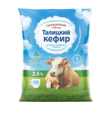 Кефир пакет Талицкий 500г 2,5%