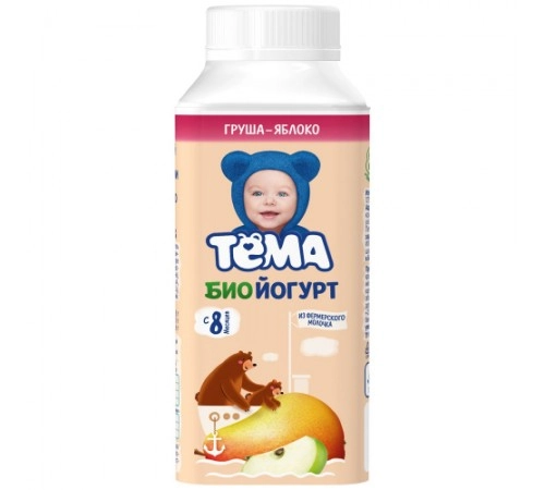 Йогурт питьевой Груша-яблоко Тёма 210г 2.8% Йогурт питьевой Груша-яблоко Тёма 210г 2.8%