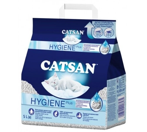 Наполнитель для кошачьих туалетов Hygiene Plus CATSAN 5 л Наполнитель для кошачьих туалетов Hygiene Plus CATSAN 5 л