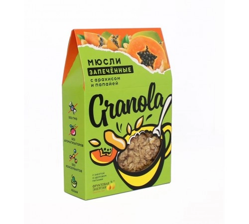 Мюсли запеченые арахис и папайя Фруктовая энергия 270г Мюсли запеченые арахис и папайя Фруктовая энергия 270г