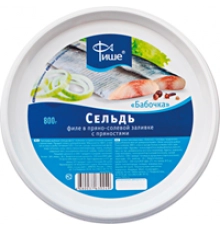 Сельдь филе в пряно-солевой заливке с пряностями Фише 800гр