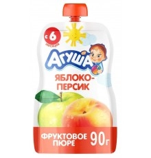 Пюре фруктовое яблочно-персиковое Агуша 90гр