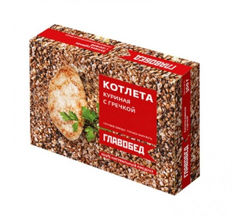 Котлета куриная с гречкой замороженная Главобед 300г Котлета куриная с гречкой замороженная Главобед 300г