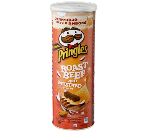 Чипсы картофельные со вкусом ростбифа и горчицы Принглс 165г