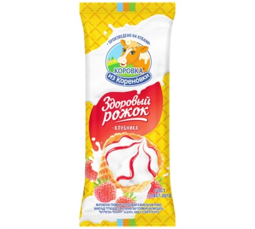 Мороженое пломбир с клубничным джемом Коровка из Кореновки 120 г Мороженое пломбир с клубничным джемом Коровка из Кореновки 120 г
