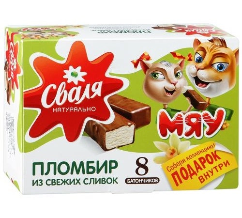 Мороженое Пломбир Мяу из свежих сливок Сваля 22 гр Мороженое Пломбир Мяу из свежих сливок Сваля 22 гр