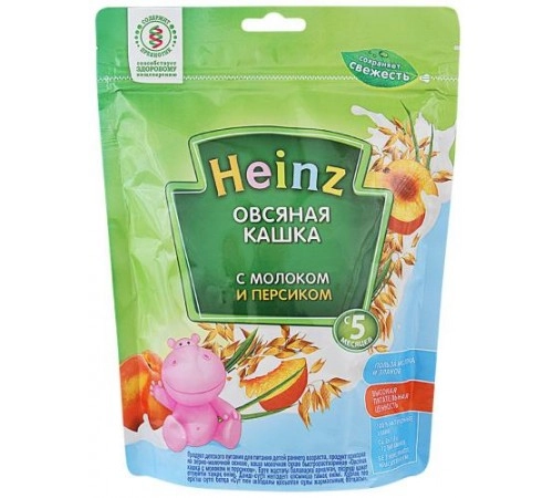 Каша овсяная с молоком и персиком Heinz 250гр Каша овсяная с молоком и персиком Heinz 250гр