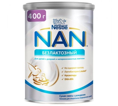 Смесь молочная сухая безлактозная с рождения Nestle NAN 400гр Смесь молочная сухая безлактозная с рождения Nestle NAN 400гр
