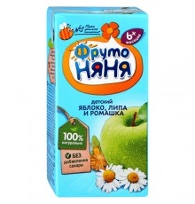 Напиток сокосодержащий Яблоко с липой и ромашкой ФрутоНяня 0,2 л