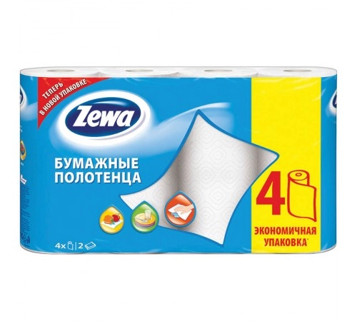 Полотенца бумажные 2-слойные Zewa 4шт Полотенца бумажные 2-слойные Zewa 4шт