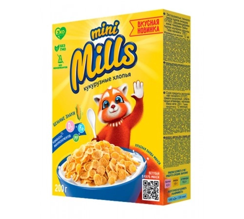 Хлопья кукурузные Mini Mills 200гр Хлопья кукурузные Mini Mills 200гр