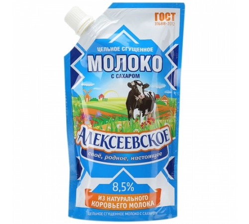 Молоко сгущенное цельное с сахаром Алексеевское 270г 8.5% Молоко сгущенное цельное с сахаром Алексеевское 270г 8.5%