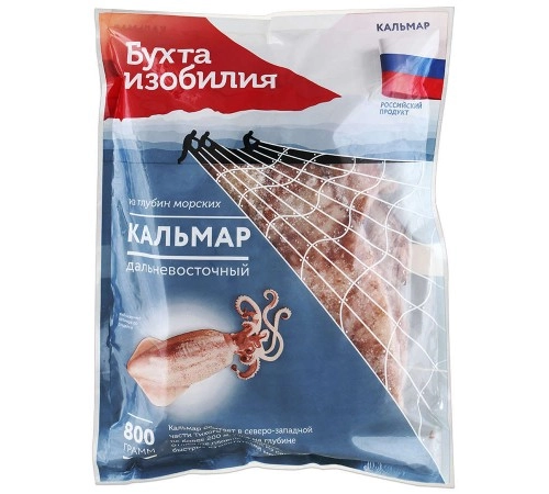 Кальмар тушка неочищенный свежемороженный Бухта Изобилия 800г
