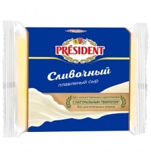 Сыр плавленый Сливочный ломтики President 150 г 40%
