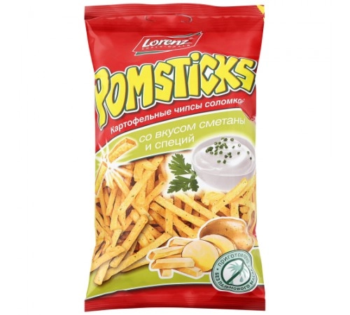 Чипсы соломкой со вкусом сметаны и специй Pomsticks 100 гр Чипсы соломкой со вкусом сметаны и специй Pomsticks 100 гр