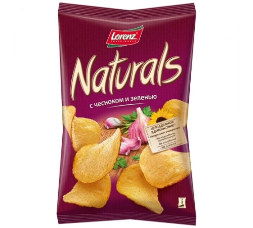 Чипсы картофельные с чесноком и зеленью Naturals 100 гр Чипсы картофельные с чесноком и зеленью Naturals 100 гр