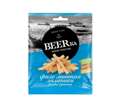 Филе минтая сушено-вяленое Beerka 25 гр
Филе минтая сушено-вяленое Beerka 25 гр