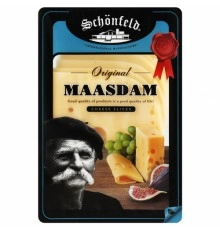 Сыр полутвердый Маасдам нарезка Schoenfeld 150гр 45%