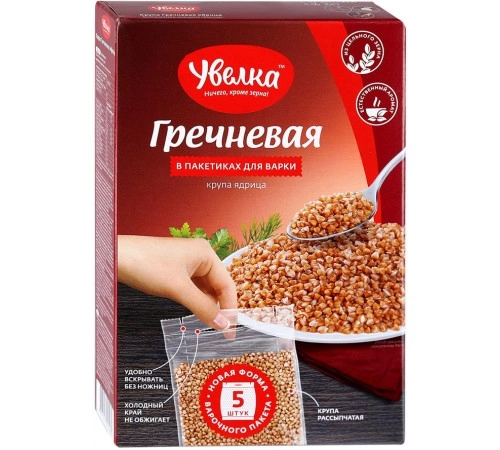 Крупа гречневая в пакетиках Увелка 5x80г Крупа гречневая в пакетиках Увелка 5x80г