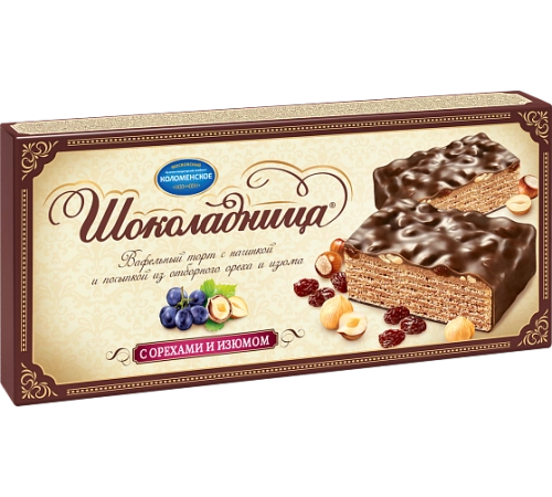 Торт вафельный с орехами и изюмом Шоколадница 240гр